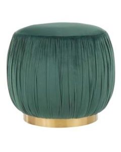 LumiSource Ruched Ottoman, Gold/Emerald Green