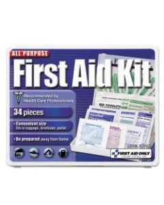 First Aid Only All-Purpose First Aid Kit, 1/2inH x 3-3/4inW x 4-3/4inD, Blue/White