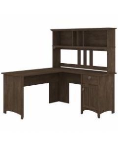 Bush Furniture Salinas 60inW L-Shaped Desk With Hutch, Ash Brown, Standard Delivery