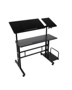 Mind Reader 39inW Mobile Sitting/Standing Desk, Black