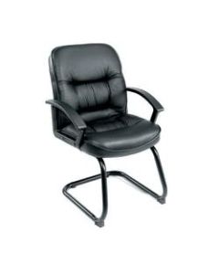 Boss Office Products Overstuffed Bonded LeatherPlus Guest Chair, Black