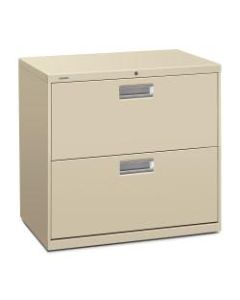 HON 600 30inW Lateral 2-Drawer Standard File Cabinet With Lock, Metal, Putty