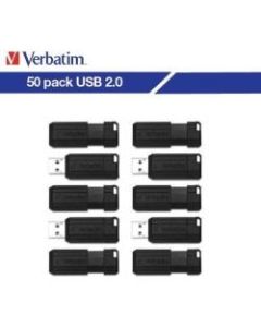 Verbatim PinStripe USB Flash Drive, 32GB, Black, Pack Of 50