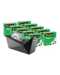 Scotch Magic Tape With Desktop Dispenser, 3/4in x 1,000in, Clear, Pack Of 10 Rolls