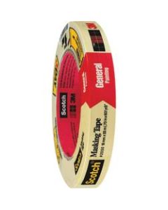 3M 2050 Masking Tape, 3in Core, 0.75in x 180ft, Natural, Pack Of 12