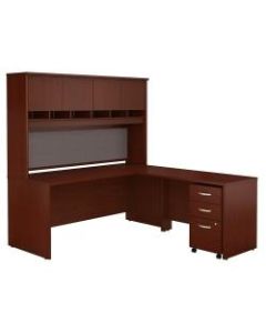 Bush Business Furniture Components 72inW L-Shaped Desk With Hutch And Mobile File Cabinet, Mahogany, Premium Installation