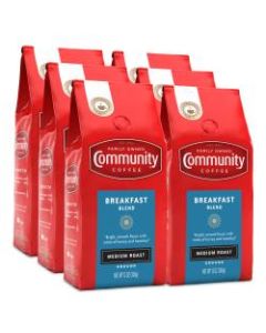 Community Coffee Arabica Ground Coffee, Breakfast Blend, 12 Oz Per Bag, Carton Of 6 Bags