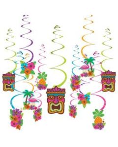 Amscan Summer Luau Mega Swirl Decorations Kit, Multicolor, Set Of 30 Pieces