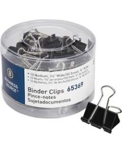Business Source Small/Medium Binder Clips Set - Small, Medium - for Paper, Project, Document - 60 / Pack - Black - Steel, Zinc