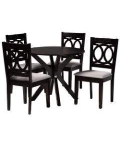 Baxton Studio Sanne Dining Set, 29-15/16inH x 35-7/16inW x 35-7/16inD, Gray/Dark Brown