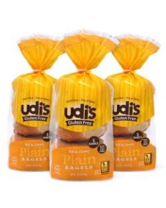 UDIs Plain Bagels, 13.9 Oz, 5 Bagels Per Bag, Pack Of 3 Bags