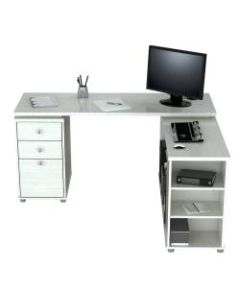 Inval L-Shaped Computer Workstation, Washed Oak
