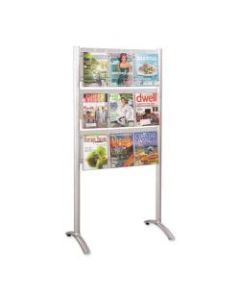 Safco 9-Pocket Magazine Floor Stand - 9 x Magazine, 18 x Pamphlet - 9 Drawer(s) - 62.8in Height x 31.8in Width x 20in Depth - Floor - Silver - Acrylic, Aluminum - 1 / Each