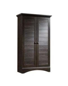 Sauder Harbor View Storage Cabinet With Louvered Doors, 61inH x 35-5/16inW x 16-3/4inD, Black