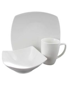 Gibson Home Zen Buffetware 12-Piece Square Dinnerware Set, White