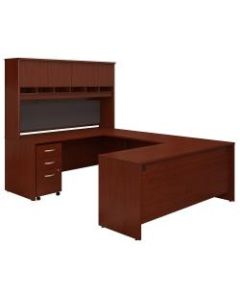 Bush Business Furniture Components 72inW U-Shaped Desk With Hutch And Storage, Mahogany, Premium Installation