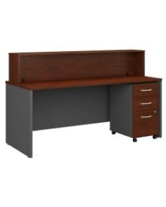 Bush Business Furniture Components 72inW x 30inD Reception Desk With Mobile File Cabinet, Hansen Cherry/Graphite Gray, Premium Installation