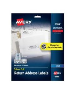 Avery Permanent Inkjet Foil Mailing Labels, 8986, 3/4in x 2 1/4in, Silver, Pack Of 300