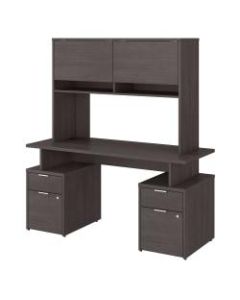 Bush Business Furniture Jamestown Desk With 4 Drawers And Hutch, 60inW, Storm Gray, Standard Delivery