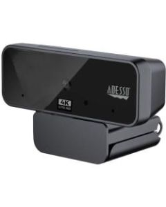 Adesso CyberTrack H6 4K Ultra HD Webcam - 8 Megapixel - 30 fps - USB 2.0 - Fixed Focus - Tripod mount - Privacy shutter - 3840 x 2160 Video - Works with Zoom, Webex, Skype, Team, Facetime, Windows, MacOS, and Android Chrome OS