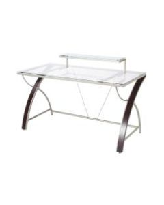 Realspace Axley 55inW Glass Computer Desk, Cherry/Silver