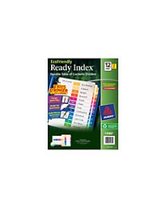 Avery EcoFriendly Ready Index 100% Recycled Table Of Contents Dividers, 8 1/2in x 11in, 12-Tab, Multicolor Dividers/Multicolor Tabs, Pack Of 3 Sets