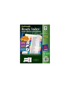 Avery EcoFriendly Ready Index 30% Recycled Table Of Contents Dividers, 8 1/2in x 11in, 31-Tab, Multicolor Dividers/Multicolor Tabs