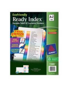 Avery EcoFriendly Ready Index 100% Recycled Table Of Contents Dividers, 8 1/2in x 11in, 26-Tab, Multicolor Dividers/Multicolor Tabs