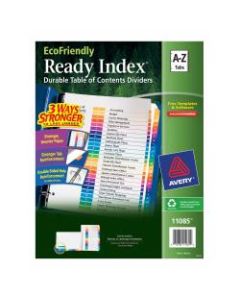 Avery EcoFriendly Ready Index 100% Recycled Table Of Contents Dividers, 8 1/2in x 11in, 26-Tab, Multicolor Dividers/Multicolor Tabs