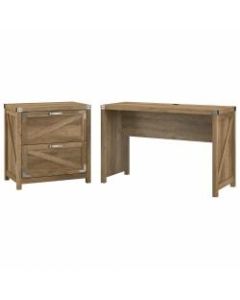 Kathy Ireland Home by Bush Furniture Cottage Grove 48inW Farmhouse Writing Desk with 2 Drawer Lateral File Cabinet, Reclaimed Pine, Standard Delivery