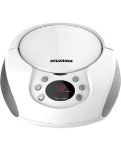 Sylvania Portable CD Radio Boombox - 1 x Disc - White - 20 Programable Tracks - CD-DA - Auxiliary Input