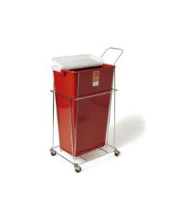 Medline Rolling Trolley Cart, For 18-Gallon Sharps Containers, 47inH x 16inW x 24inD, Chrome