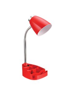 LimeLights Gooseneck Organizer Desk Lamp, Adjustable Height, 17 1/4inH, Red Shade/Red Base