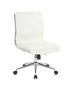 Office Star Pro-Line II SPX Armless Bonded Leather Mid-Back Chair, White/Chrome