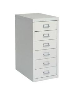 Bisley 15inD Vertical 6-Drawer Under-Desk Storage Cabinet, Metal, Light Gray