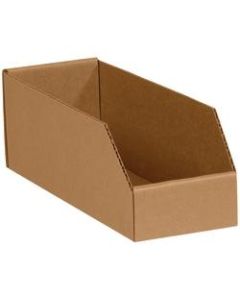 Office Depot Brand Standard-Duty Open-Top Bin Storage Boxes, Small Size, 4 1/2in x 12in x 3in, Kraft, Case Of 50