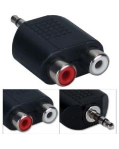 QVS 3.5mm Mini-Stereo Male to Two RCA Female Speaker Adaptor - 1 x Mini-phone Male Stereo Audio - 2 x RCA Female Stereo Audio - Nickel Connector - Black