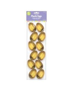 Amscan Plastic Metallic Easter Eggs, 3in x 2in, Gold, 12 Eggs Per Bag, Pack Of 4 Bags