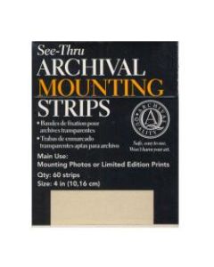 Lineco Self-Stick Mounting Strips, 4in, 60 Strips Per Pack, Case Of 2 Packs
