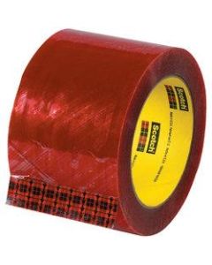 3M 3779 Pre-Printed Carton Sealing Tape, 3in Core, 3in x 110 Yd., Clear/Red, Case Of 6