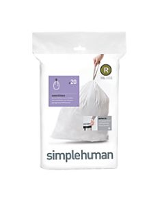 simplehuman Custom Fit Can Liners, R, 10L/2.6G, White, Pack Of 240
