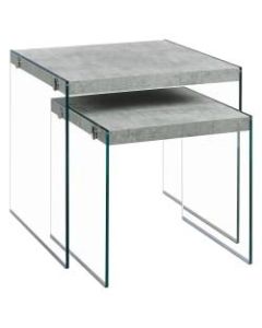 Monarch Specialties Quinn Nesting Tables, 19-3/4inH x 19-3/4inW x 19-3/4inD, Gray Cement, Set Of 2 Tables