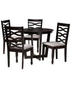 Baxton Studio Leda Dining Set, 29-15/16inH x 35-7/16inW x 35-7/16inD, Gray/Dark Brown