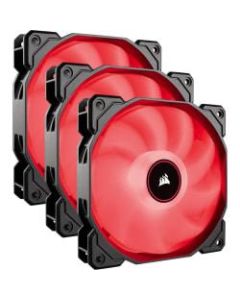 Corsair Air Series AF120 LED (2018) Red 120mm Fan Triple Pack - 3 Pack - 4.72in Maximum Fan Diameter - 389 gal/min Maximum Airflow - 1400 rpm - 26 dB(A) Noise - Hydraulic Bearing - 3-pin - Red LED - 3 pc(s) - Case, Heatsink - 4.6 Year Life