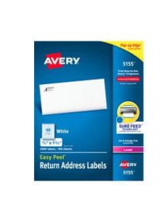 Avery Easy Peel Permanent Laser Address Labels, Return, 2/3in x 1 3/4in, FSC Certified, White, Box Of 6,000