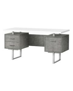 Monarch Specialties Violet 60inW Computer Desk, White/Gray