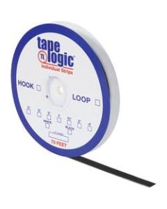 Tape Logic Sticky Back Hook Strips, 1 1/2in x 75ft, Black, Pack of 1