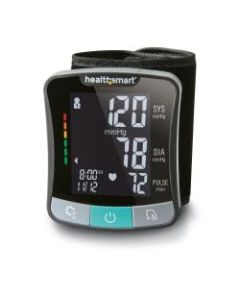 HealthSmart Premium Series Universal Talking Wrist Digital Blood Pressure Monitor, Black/Gray