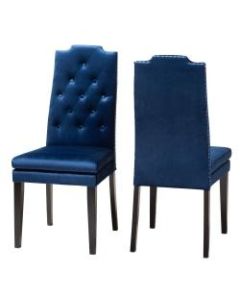 Baxton Studio Armand Chairs, Navy Blue, Set Of 2 Chairs