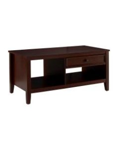 Linon Ashville Coffee Table, 20-3/16inH x 44-1/16inW x 21-15/16inD, Cherry